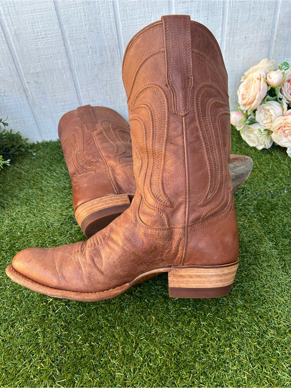 Tecovas Brown Cartwright Round-Toe Cowboy Boots men size 8.5D gently used - Picture 16 of 16